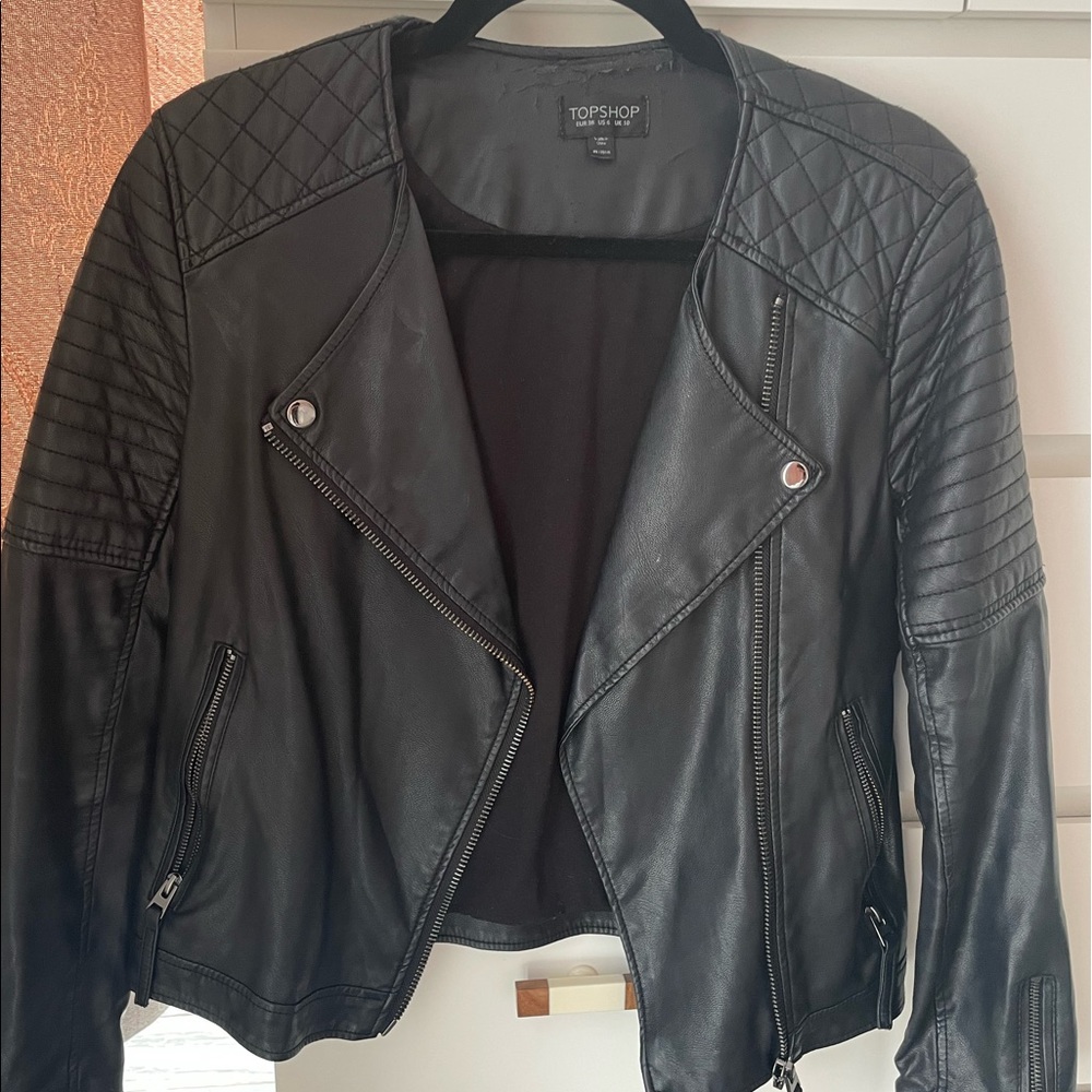 Topshop faux leather moto jacket